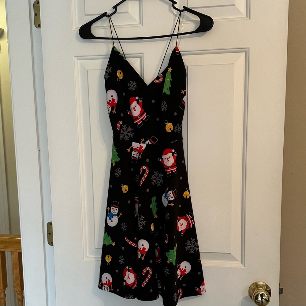 Urban Heritage Black Dress with Festive Multicolor Print